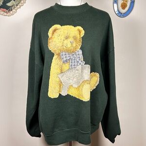 Vintage Teddy Bear Green Sweatshirt